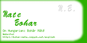 mate bohar business card