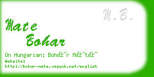 mate bohar business card